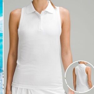 NWT Lululemon Swiftly Tech Sleeveless Polo Shirt White Size 2 TENNIS GOLF